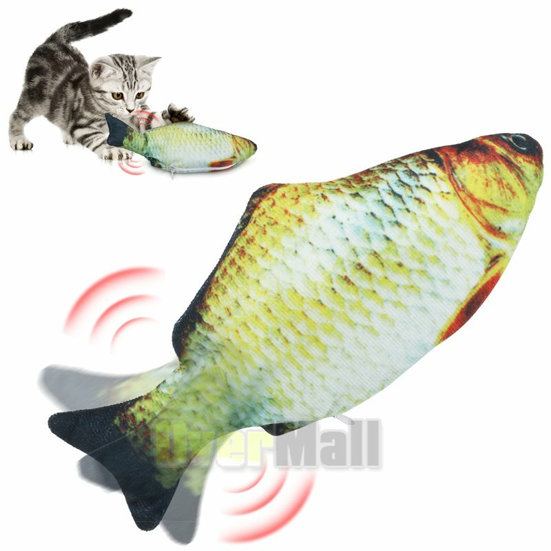 Cat Flipping Flopping Fish Cat Toy Motion Activated Motorized Cat Plush