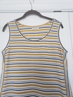 Max Studio Women's Stripe Sleeveless Maxi Dress, Yellow/Ivory/Black, Large