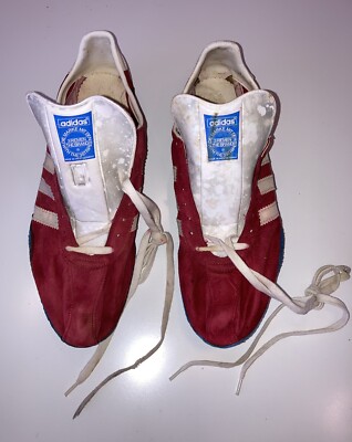 Vintage Rare Adidas Titan Red Spike Track Shoes Made in West Germany 