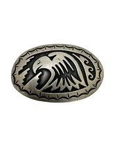 Southwest Ntive Sterling Silver Eagle Head Belt Buckle Small