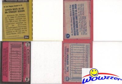 Rare Lot of (8) Different Topps Cal Ripken ERROR CARDS from 1987 1992