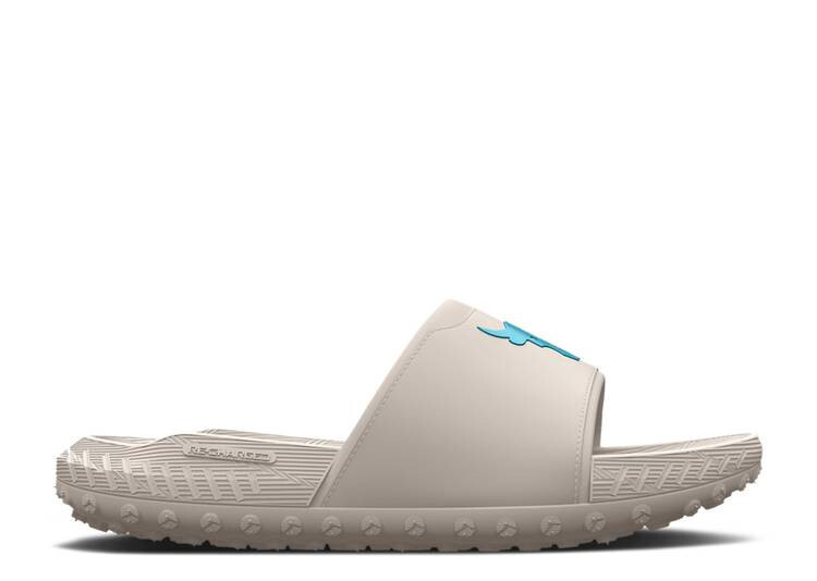 Under Armour Project Rock 3 Grey Surf Charged Slides Sandels Mens 12 3026034-101 Under Armour Project Rock 3 Grey Blue Surf Charged Slides  main image 3