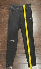 Spanx Women Black Distressed Pull-On Stretch Jeans Size XS