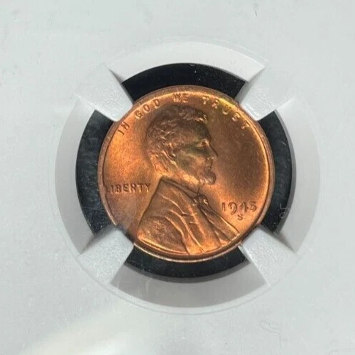1945-S LINCOLN WHEAT CENT ~ NGC MS 67 RD ~BEAUTIFUL COIN~REF#14-008