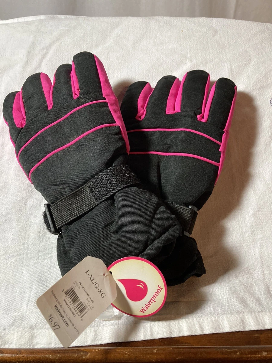 Womens Winter Snow Gloves Insulated Pink and black NWT Waterproof S M