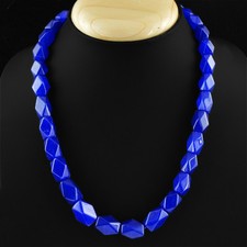 366.05 CTS EARTH MINED OVAL FACETED BLUE SAPPHIRE SINGLE STRAND BEADS NECKLACE