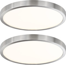Dimmable 12" LED Flush Mount Ceiling Light, 2 Pack, Brushed Nickel, 3000K
