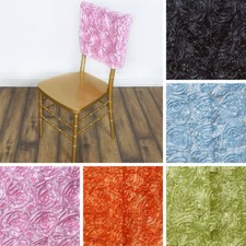 1 Dozen CHAIR COVERS SQUARE TOP CAPS with RIBBON ROSES Wedding Banquet Supplies