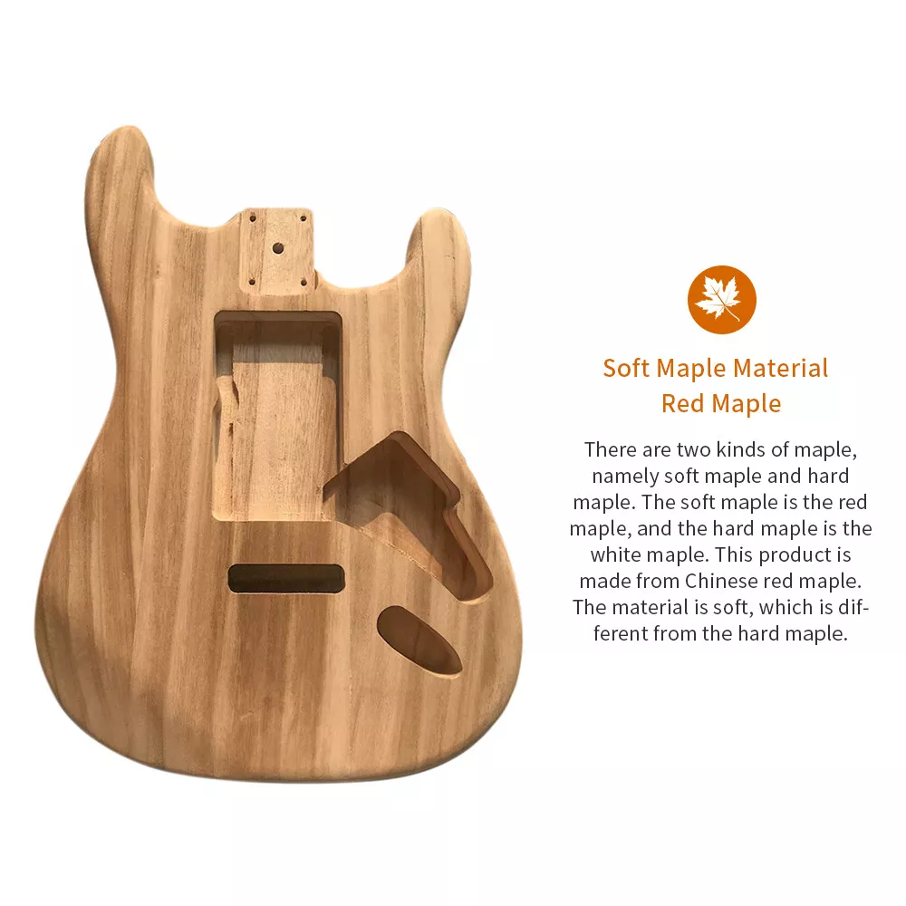 2X Unfinished Polished Maple Wood Guitar Body Barrel for ST