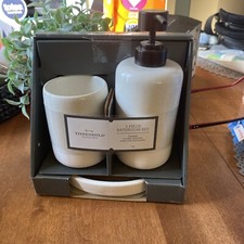 Threshold three-piece bathroom set w/ soap dish , Soap Pump Tumbler In Ivory