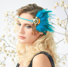 Bohemian Peacock Feather Headband Hippie Indian Gypsy Tassels Hairband Headdress