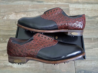 FootJoy Classics Dry Golf Shoes Black Brown Croc Print Size 13 D NEW Footjoy Classics Dry Premiere Mens Golf Shoes 50641 BLK  main image 4