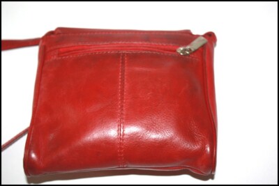 Petite Pochette Bandoulière MARCO DANIELA En Cuir Souple Rouge Brique - Occasion Très Bon état