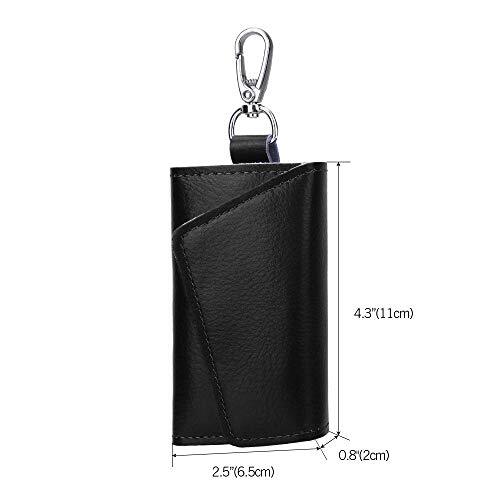 BAKUN Compact Leather Car Key Case Key Holder - Organizer With 6 Hooks, Blue Genuine Cowhide