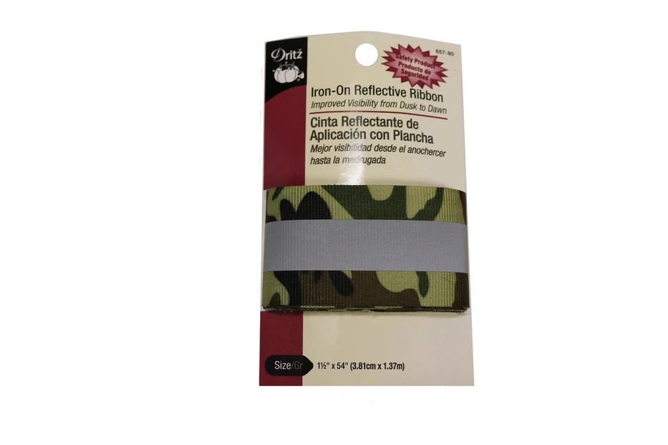 3 PAQUETES de Cinta Reflectante Dritz Plancha, Camuflaje Camuflaje Verde 1-1/2" EE. UU. Foto 3 de 3