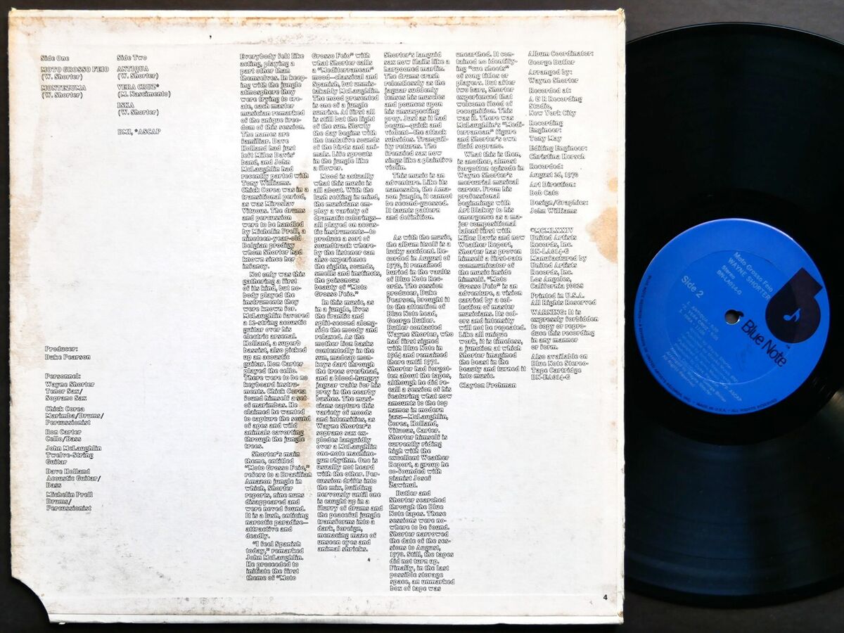 WAYNE SHORTER Moto Grosso Feio LP BLUE NOTE BN-LA014-G Chick WAYNE SHORTER Moto Grosso Feio LP BLUE NOTE BN-LA014-G Chick