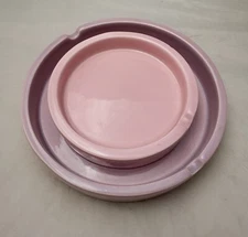 2 Vtg Medium & Large Pink & Purple Ashtray 1983 JARU CERAMIC -READ