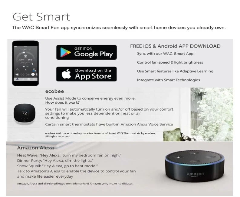 WAC Lighting 54 in. 3000K Integrated LED Indoor/Outdoor Ceiling Fan F-054L-SB/MB - Image 4 of 4