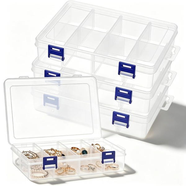 Sortierboxen Kleinteile Aufbewahrungsbox Transparent Einstellbar 4Er Set-image