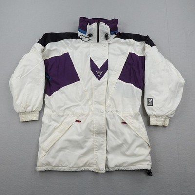 Vintage Helly Hansen Jacket Womens Small White Equipe Ski Snowboard Coat 90s