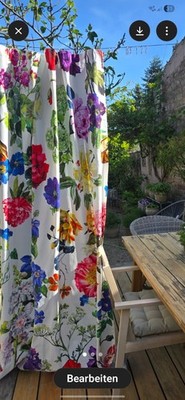 Designers Guild Vorhang,  florales Design auf weißem Untergrund, Bw, 145 x 277cm