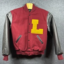 Vintage Holloway Varsity Jacket Wool Letterman Maroon Men’s Size Large L Yellow