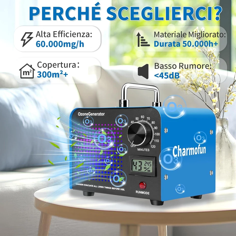 Generatore Di Ozono Professionale 60000Mg/H, Ozonizzatore Industriale per 300㎡,  - Immagine 2 di 4