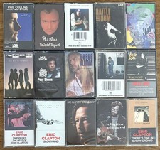 Lot Of 15 Classic Rock Cassettes, Used, Eric Clapton, Phil Collins, Billy Joel,
