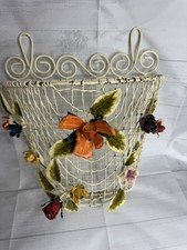Maceta de bolsillo de pared Toleware Italia de colección cesta Tole metal Shabby Chic flores