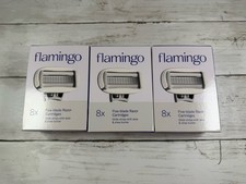 Lot Of 3 - Flamingo Five-Blade Razor Cartridges 8 Pack 24 Total One Open Box