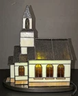 Vintage Tiffany Style Leaded Stain Glass Church Accent Table Lamp 12.5 x 11 1/4"
