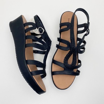 Baretraps Wilma Braided Strappy Platform Wedge Sandals Women 11M Black New