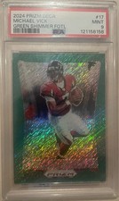 2024 Prizm Deca Michael Vick Green Shimmer Prizm 7/12 PSA 10 Jersey Match 