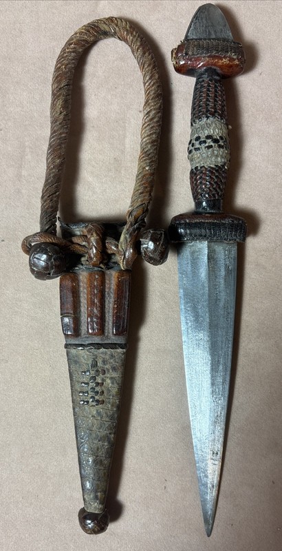 Antique 19th C Sudanese Mahdi Dervish Arm Dagger/Knife Leather Sheath C1880’s