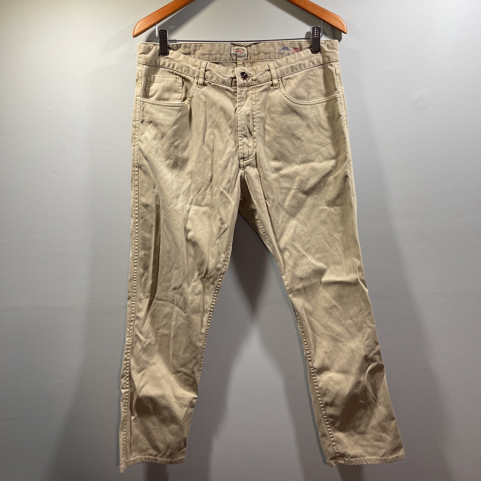 Faherty Terry 5-Pocket Men 33x30 Khaki Stretch Office Slim Straight Active Pants