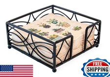 Boston International Wave Design Cocktail Napkin Holder Caddy Black - Stylish &