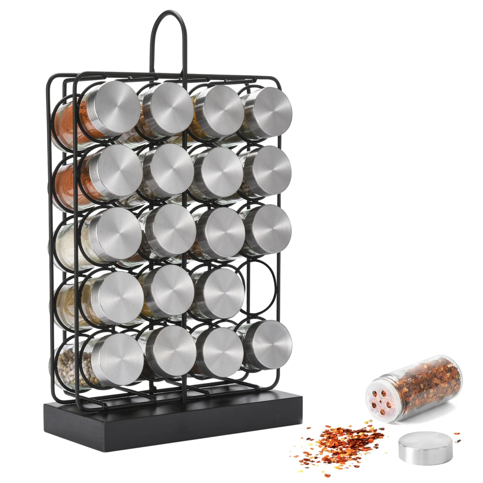 2LB Depot Spice Organizer - Airtight Glass Jars for Easy Storage - Stackable ...