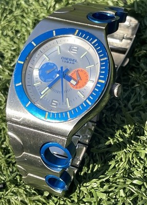 Diesel Only The Brave Watch 10 Bar Blue Accents Not Running Needs Battery 