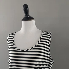 Radzoli Sleeveless LARGE  ~ black and white striped cover up short dress