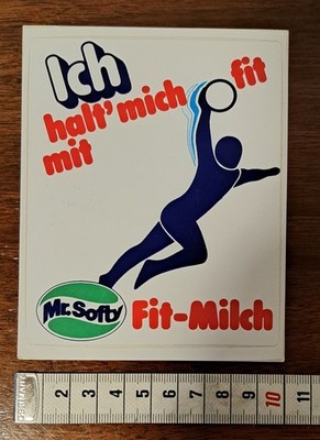 Alter Aufkleber Sticker, Ich halt' mich fit mit Fit-Milch Handball Piktogramm 