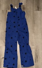 Hanna Andersson Ski Bibs Blue Black Stars  Snow Pants 130 Sz 8 Girls Ski Pants