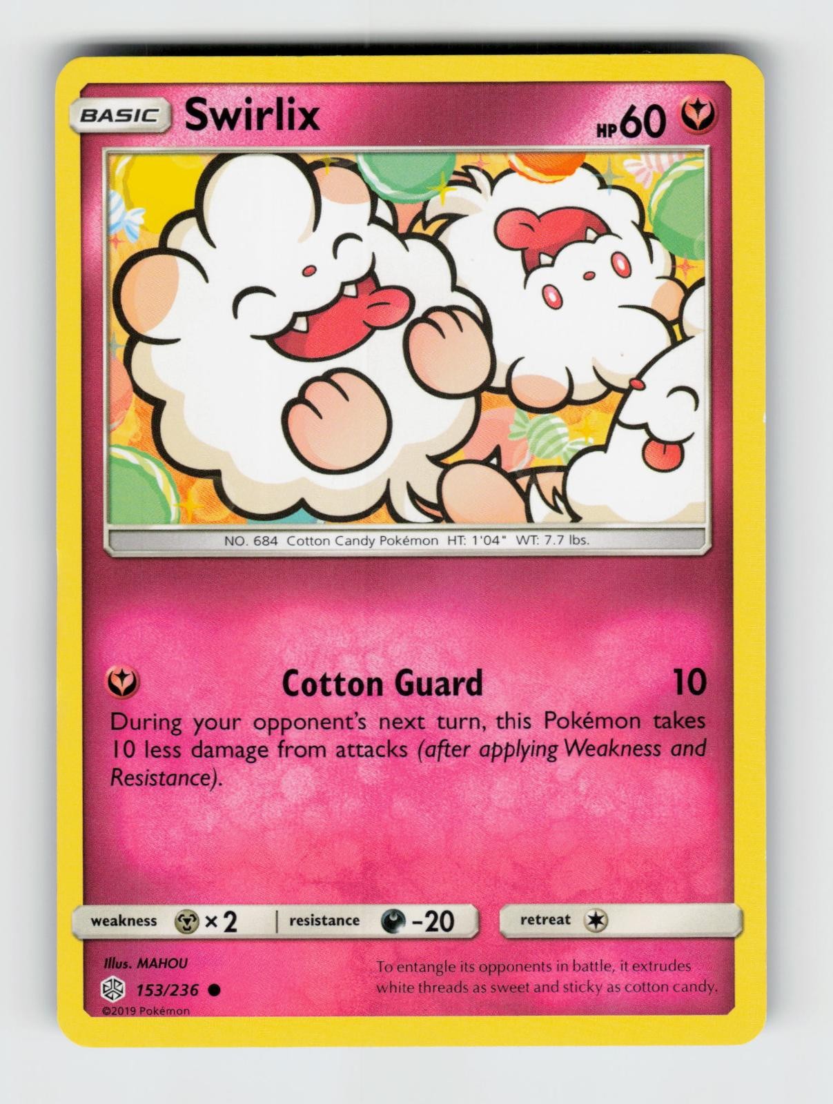 Swirlix 153/236 Common Cosmic Eclipse Pokemon 2019 Moderately Played
