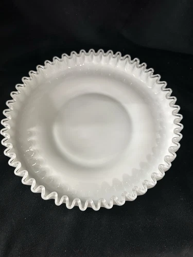FAB Vtg Fenton White Milk Glass Silvercrest Low Foot Platter Raised Crimp 10.5