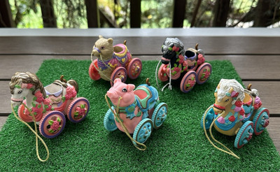 Lot 5 Kid Kore 1999 Carousel Parade 3'' Rolling Horse Pig Bear American Greetings