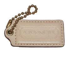 COACH Stone Beige-Ivory Leather Tag Fob 2.25" x 1.25"
