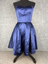 Sherri Hill Formal Prom Homecoming Dress Short Sleeveless Blue Satin Size 8