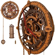 WOODEN.CITY Steampunk 3D Puzzle Clock – DIY Mechanical Wall Clock Kit for