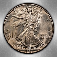 1941-P Mezzo dollaro Walking Liberty CACG AU-58