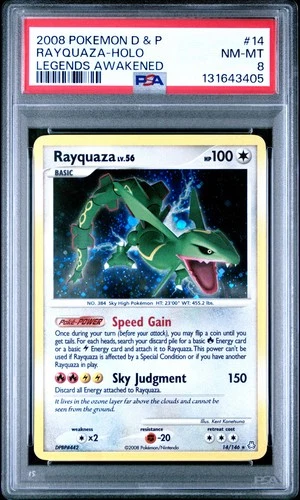 2008 POKEMON DP LEGENDS AWAKENED RAYQUAZA #14 HOLO PSA 8 NM #131643405