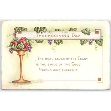 Postcard Thanksgiving Day Feast Good Friend Smile 1915